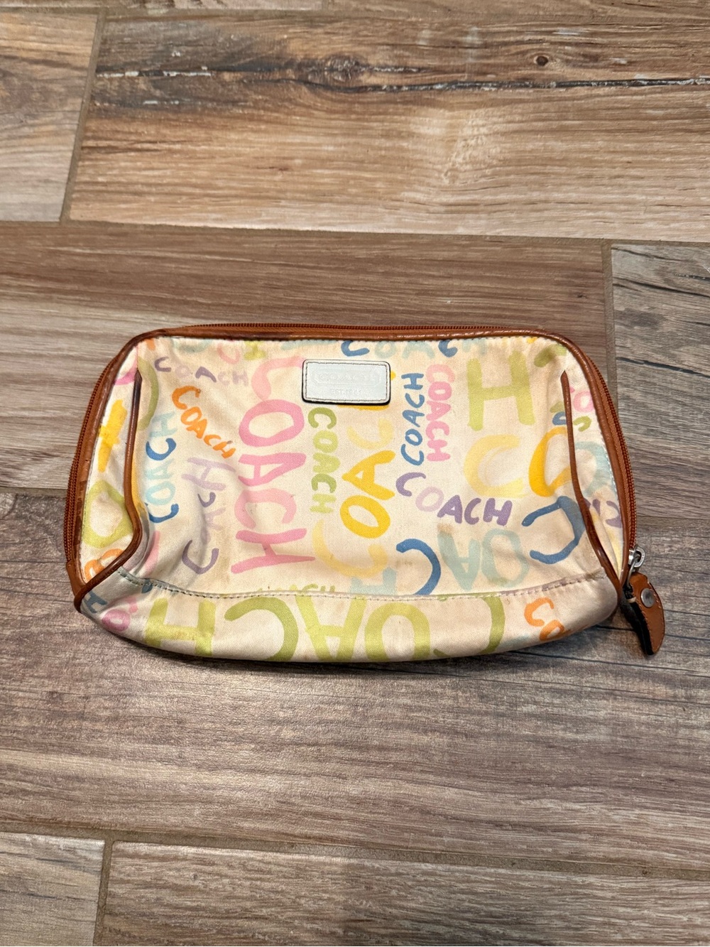 Coach Multicolor Graffiti Logo Cosmetic Bag